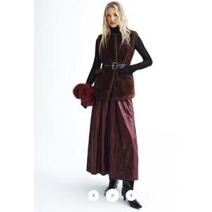 Commense  Faux Fur Belted Vest Sz S